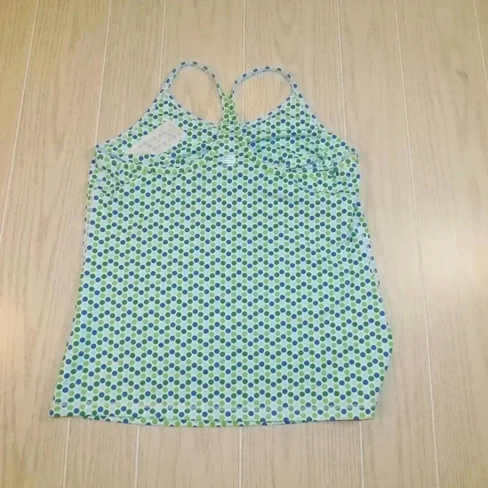 Lands End Green Blue Polka Dot Racer Back Tank Shelf Bra Size 10-12 - Picture 6 of 11